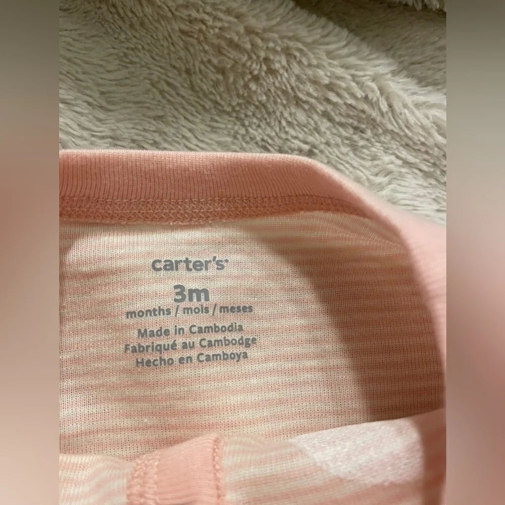 NWT Carter’s Pink Striped Bunny Footies